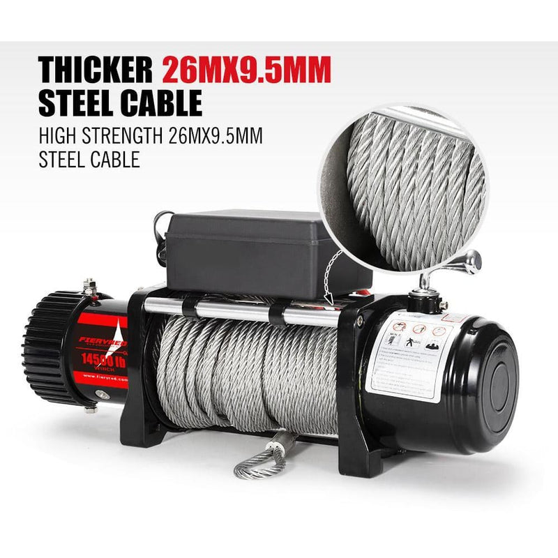 14500LBS Steel Cable Electric Winch Wireless Remote 4WD 12V 