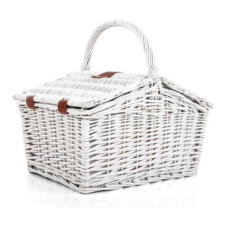 Alfresco 2 Person Picnic Basket Baskets White Deluxe Outdoor