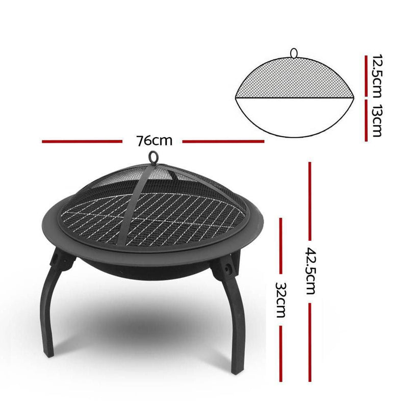 Grillz 30 Inch Portable Foldable Outdoor Fire Pit Fireplace 
