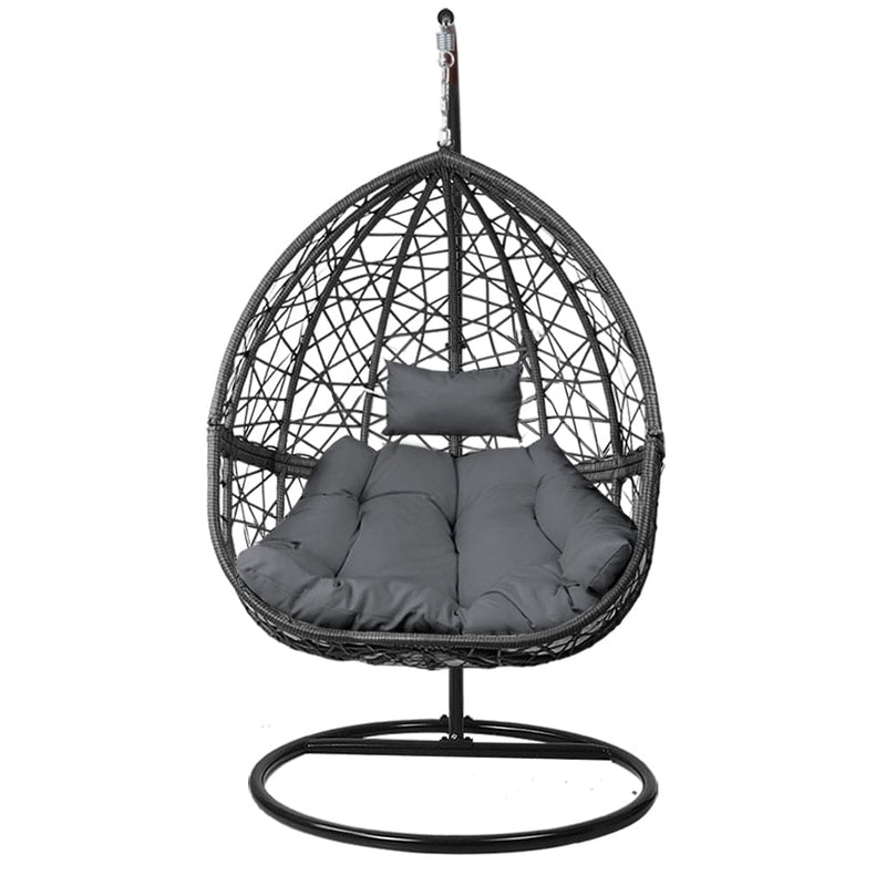 Gardeon Outdoor Hanging Swing Chair - Black - Home & Garden 
