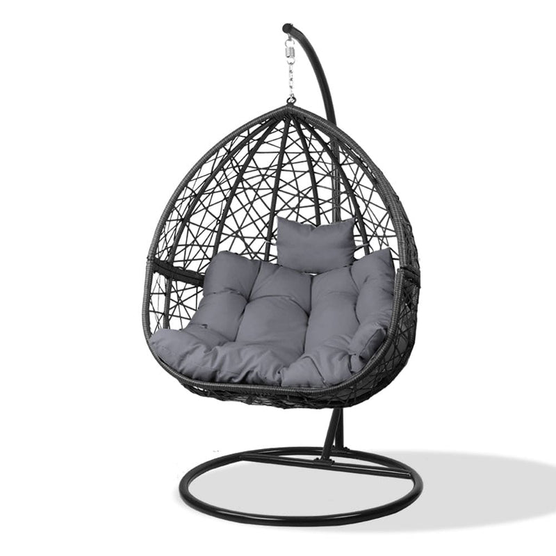 Gardeon Outdoor Hanging Swing Chair - Black - Home & Garden 