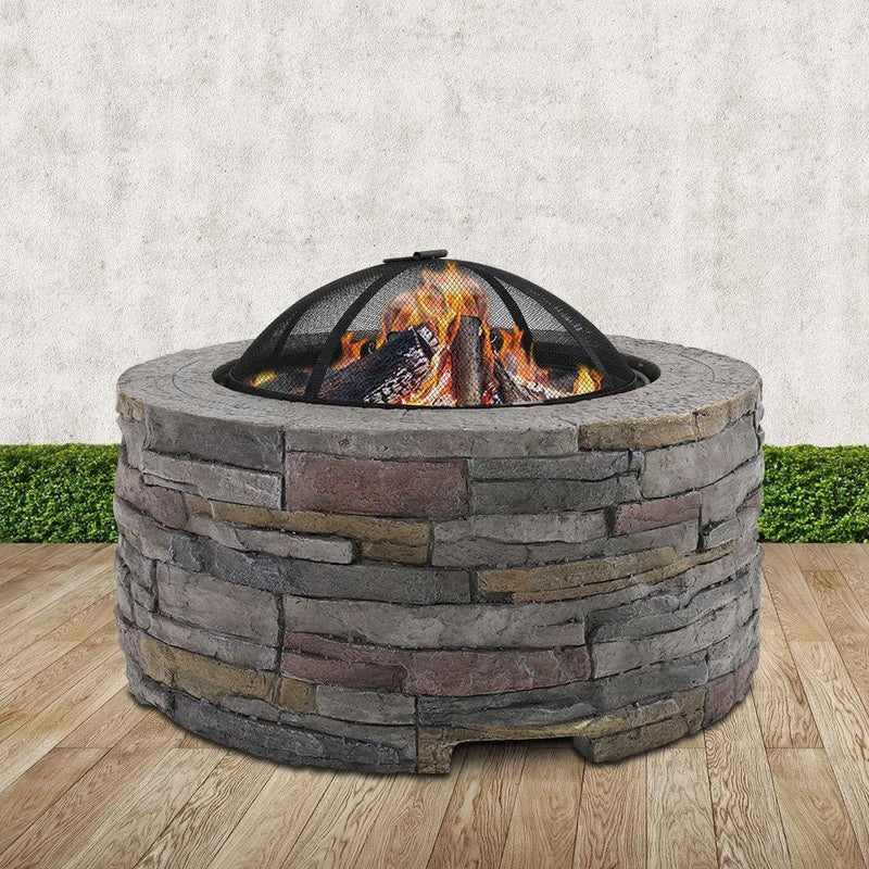 Grillz Fire Pit Outdoor Table Charcoal Fireplace Garden 