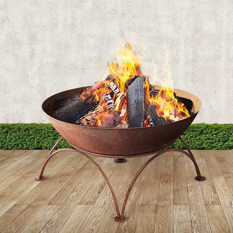 Grillz Rustic Fire Pit Brazier Portable Charcoal Iron Bowl 