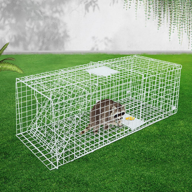 Humane Animal Trap Cage 150 x 50 x 53cm - Silver - Pet Care 