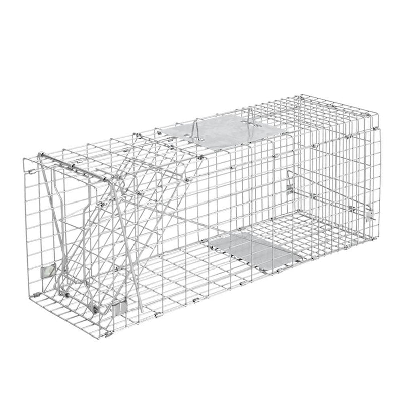 Humane Animal Trap Cage 94 x 34 x 36cm - Silver - Pet Care >