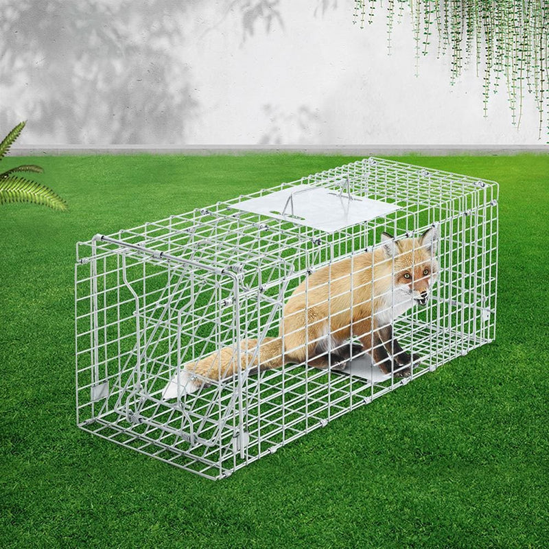 Humane Animal Trap Cage 94 x 34 x 36cm - Silver - Pet Care >