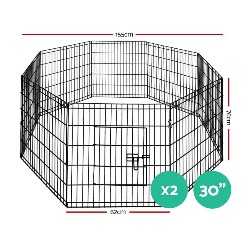 i.Pet 2X30 8 Panel Pet Dog Playpen Puppy Exercise Cage 