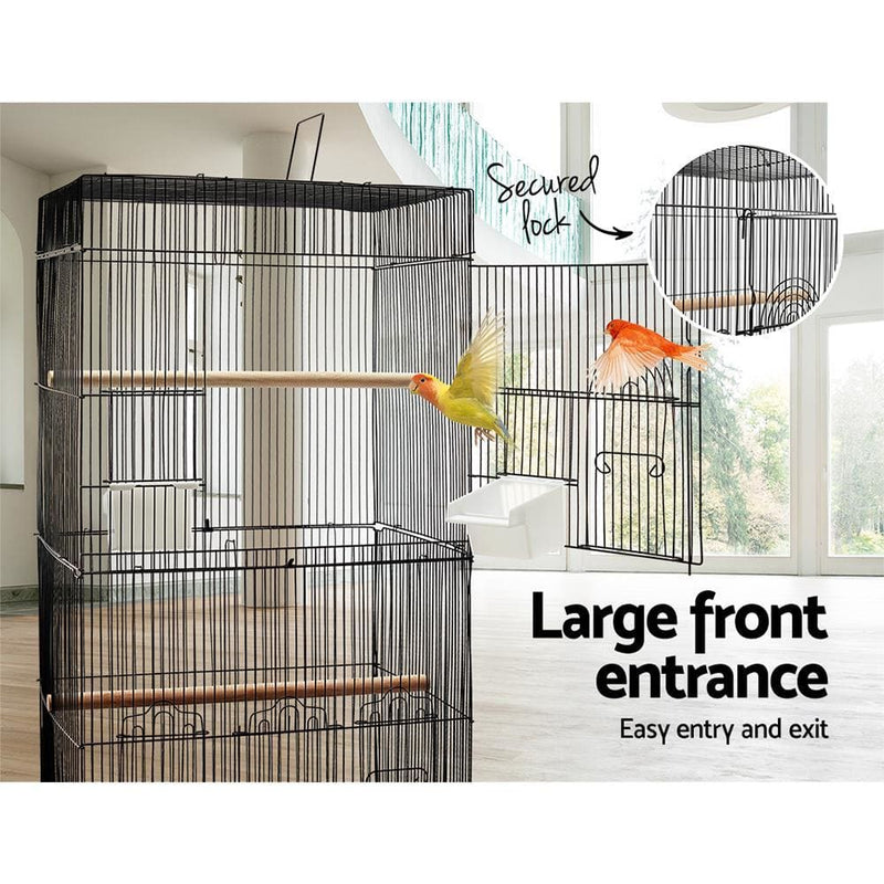 i.Pet Medium Bird Cage with Perch - Black - Pet Care > Bird