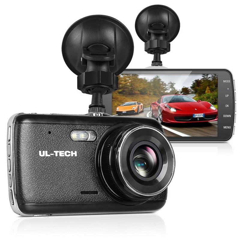 UL Tech 4 Inch Dual Camera Dash Camera - Black - Auto 