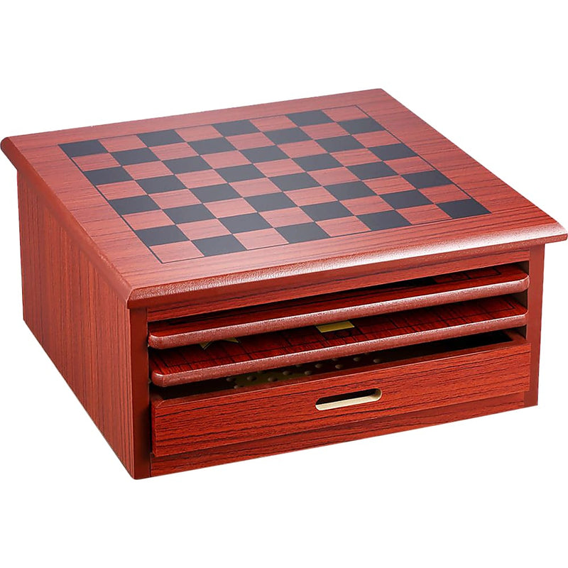 10 in 1 Wooden Chess Board Games Slide Out Checkers House 