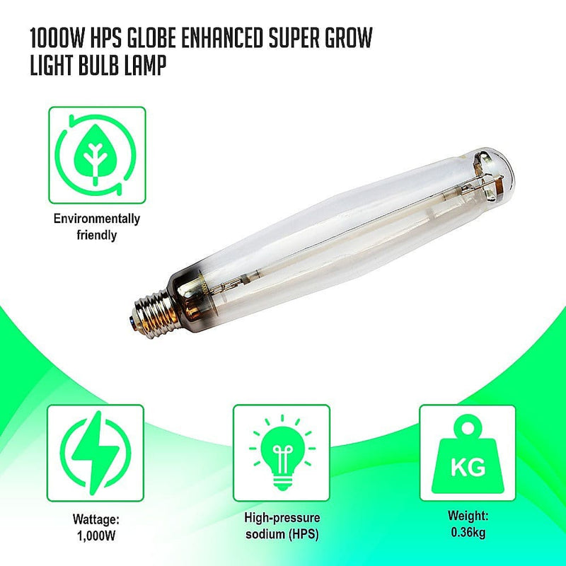 1000W HPS Globe Enhanced Super Grow Light Bulb Lamp - Home &