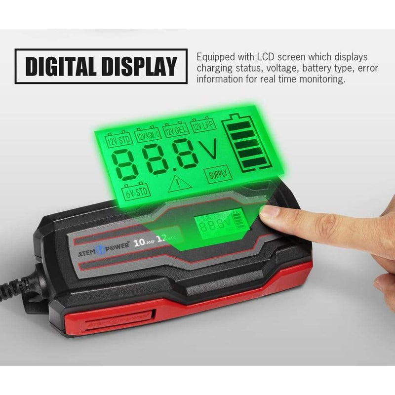 10A 6V or 12V Smart Battery Charger Trickle Automatic AGM 