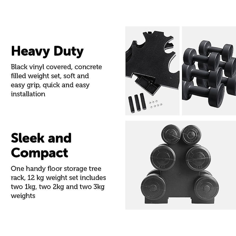 12kg Dumbbell Weights Set - Sports & Fitness > Fitness 