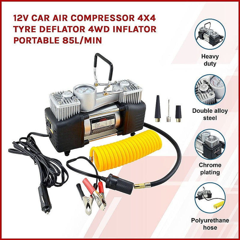 12V Car Air Compressor 4x4 Tyre Deflator 4wd Inflator 
