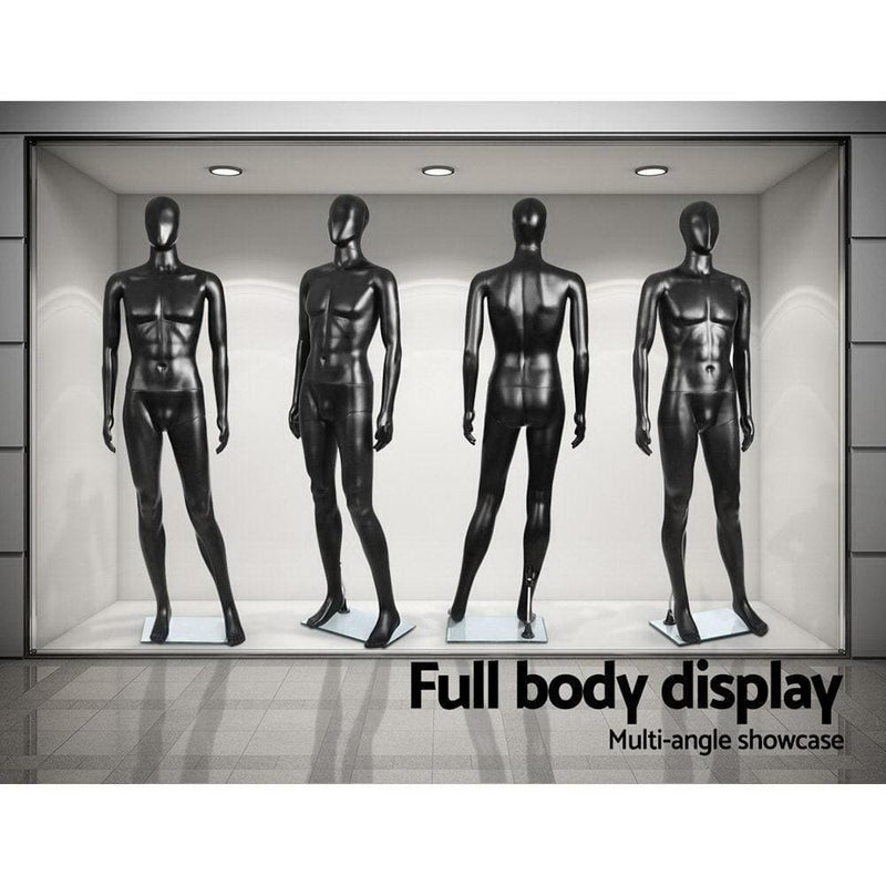 186cm Tall Full Body Male Mannequin - Black - Commercial > 