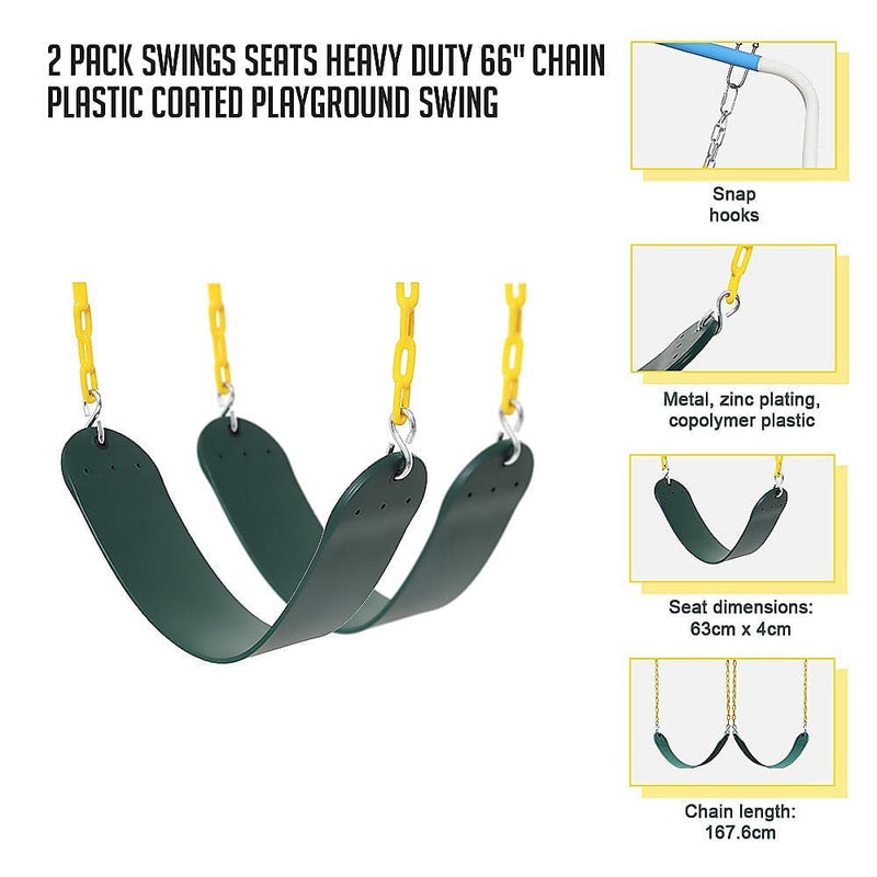2 Pack Swings Seats Heavy Duty 66 Chain Plastic Coated 