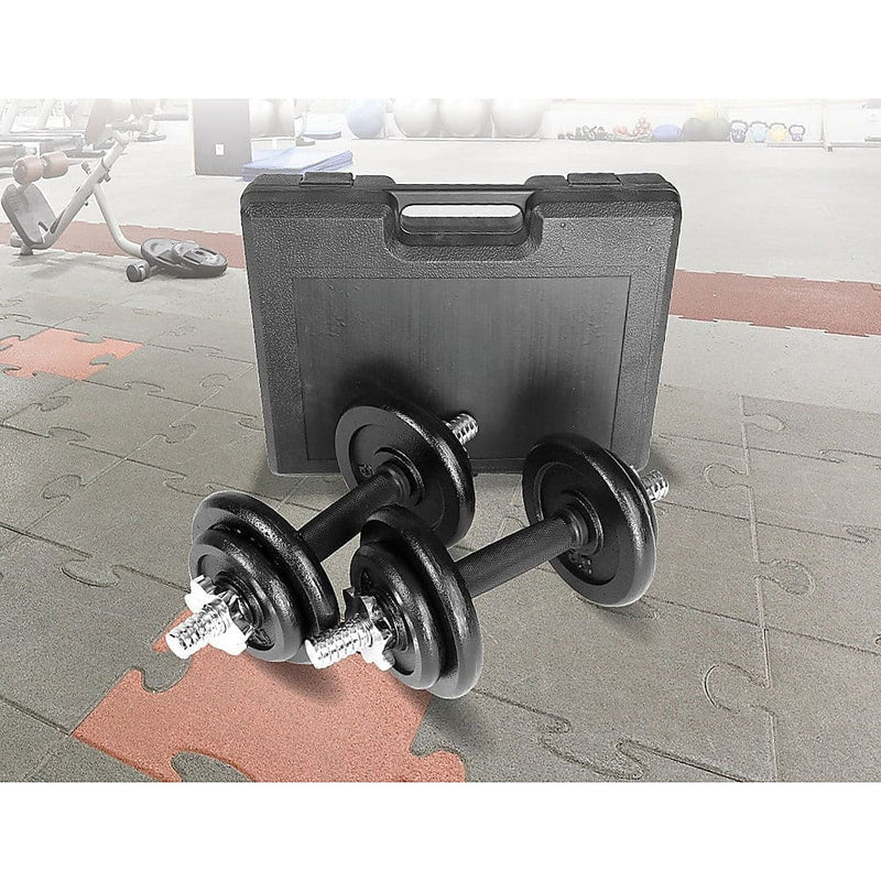 20kg Black Dumbbell Set with Carrying Case - Sports & 