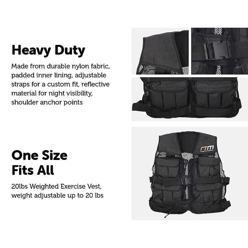 20LBS Weighted Weight Gym Exercise Training Sport Vest - 