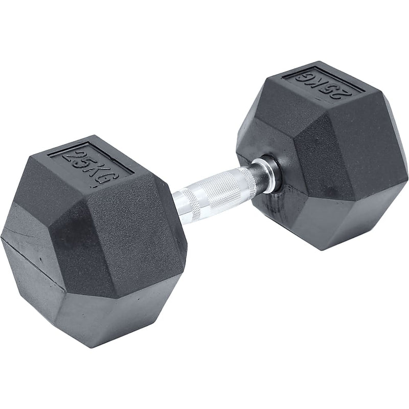 25KG Commercial Rubber Hex Dumbbell Gym Weight - Sports & 