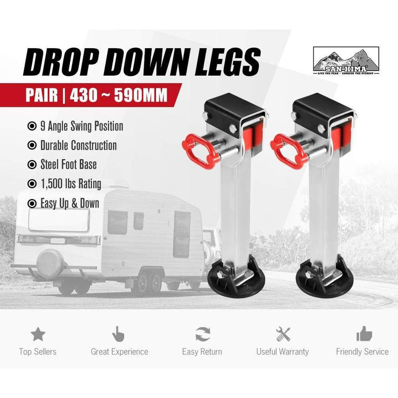 2pcs 590MM Corner Legs Drop Down with Handle Steel Base 