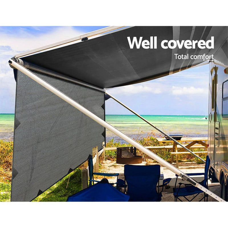 3.7M Caravan Privacy Screens 1.95m Roll Out Awning End Wall 