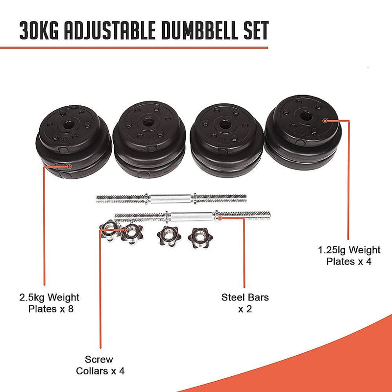 30KG Adjustable Dumbbell Set - Sports & Fitness > Fitness 