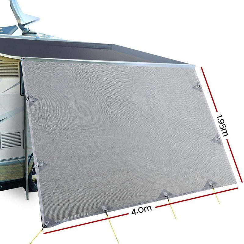 4.0M Caravan Privacy Screens 1.95m Roll Out Awning End Wall 