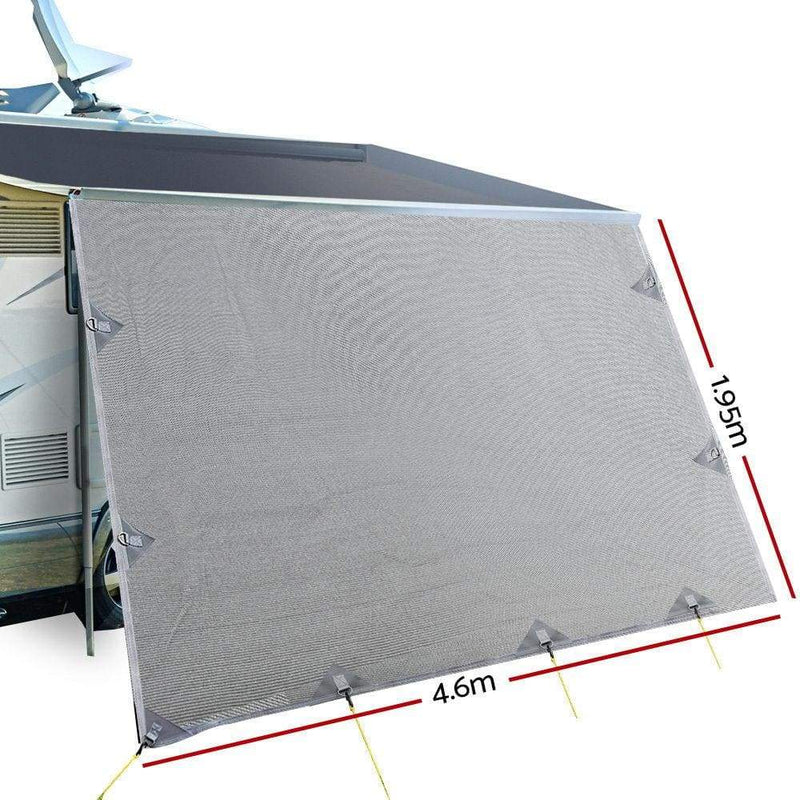 4.6M Caravan Privacy Screens 1.95m Roll Out Awning End Wall 