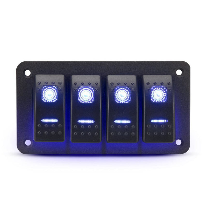 4 Gang Rocker Switch Panel Pre Wired Dual LED Boat Caravan 