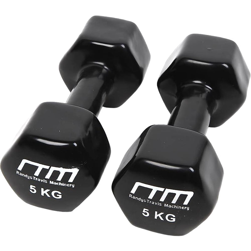 5kg Dumbbells Pair PVC Hand Weights Rubber Coated - Sports &
