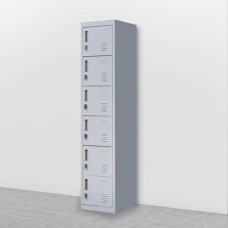 6-Door Locker for Office Gym Shed School Home Storage - Home