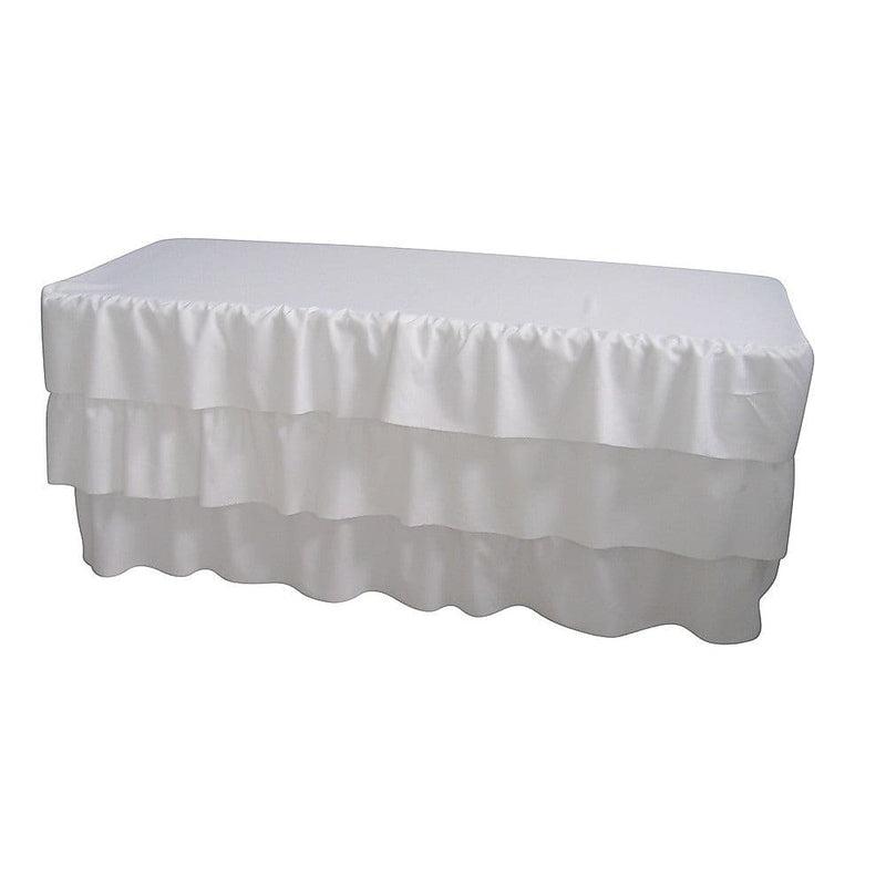 6 Foot 3 Tier Pleated White Table Cloth Trestle Cover - 