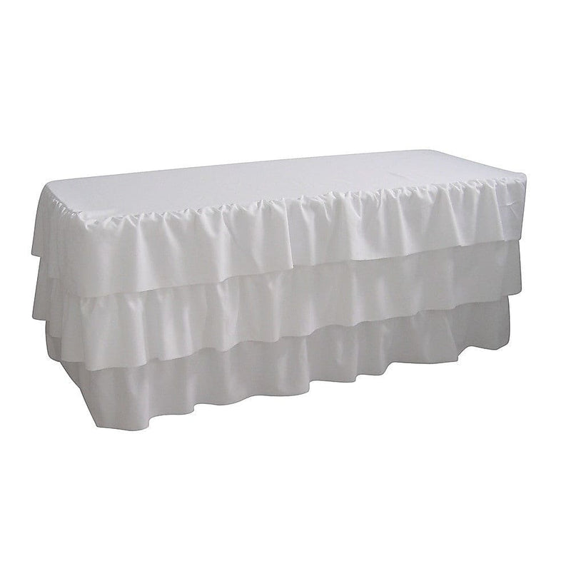 6 Foot 3 Tier Pleated White Table Cloth Trestle Cover - 