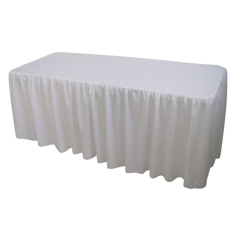 6 Foot Gathered White Table Cloth Trestle Cover - Occasions 