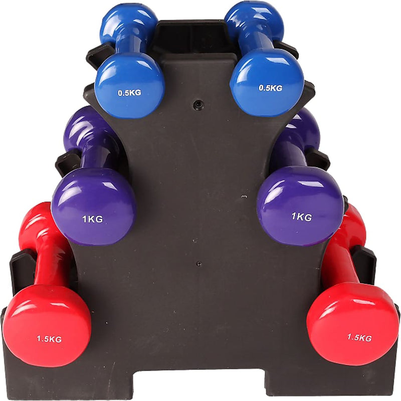 6-Piece Dumbbell Set with Rack - Sports & Fitness > Fitness 