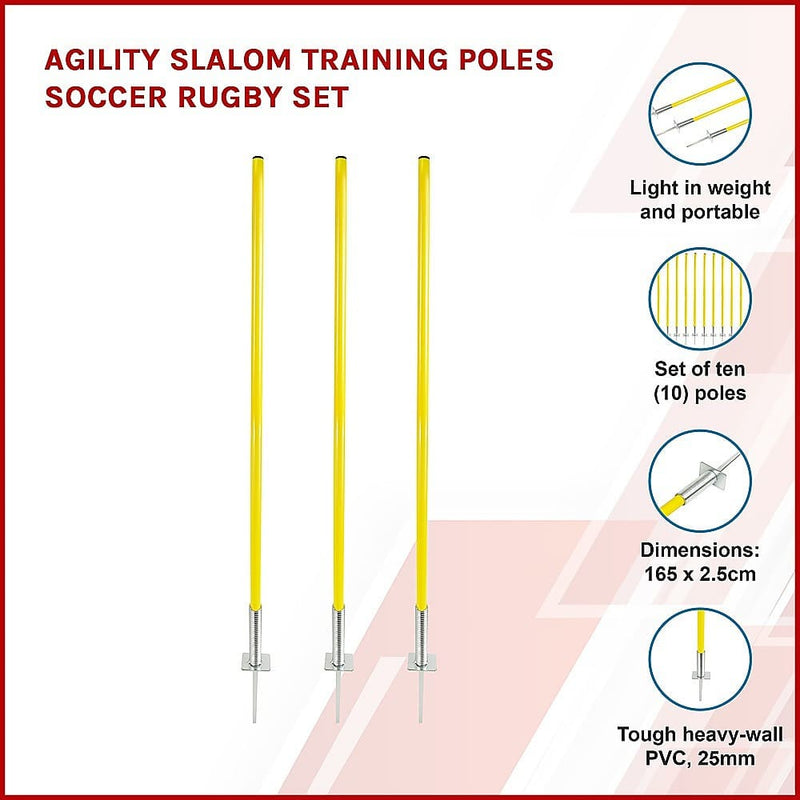 Agility Slalom Training Poles Soccer Rugby Set - Sports & 