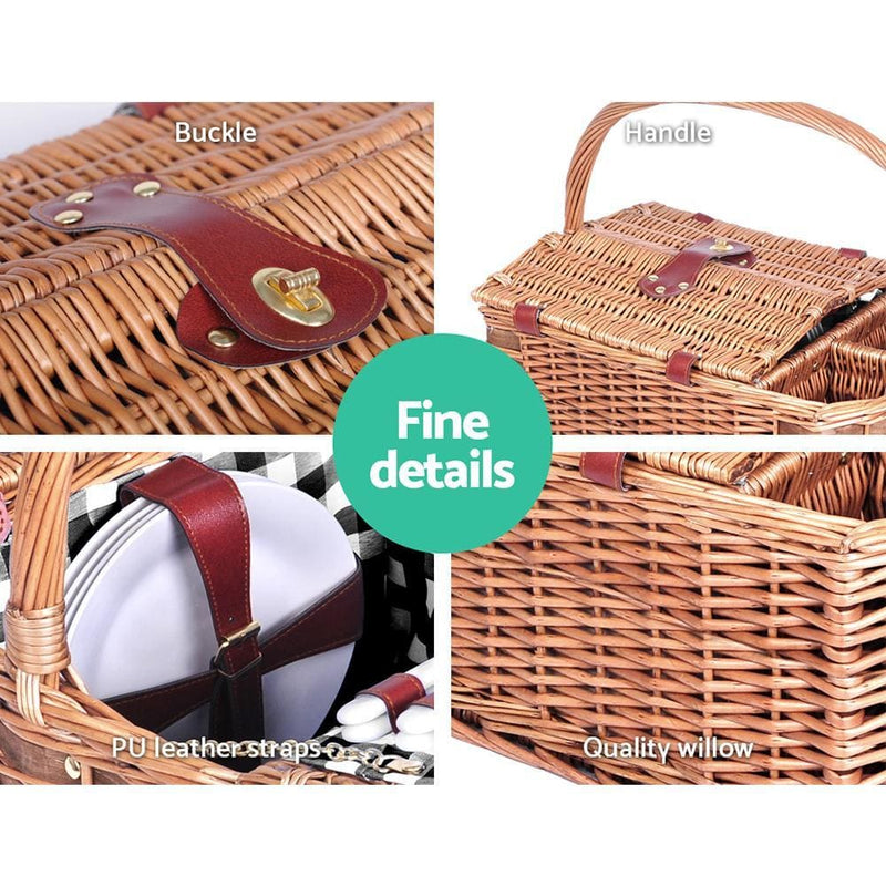 Alfresco Picnic Basket 4 Person Baskets Outdoor Insulated 