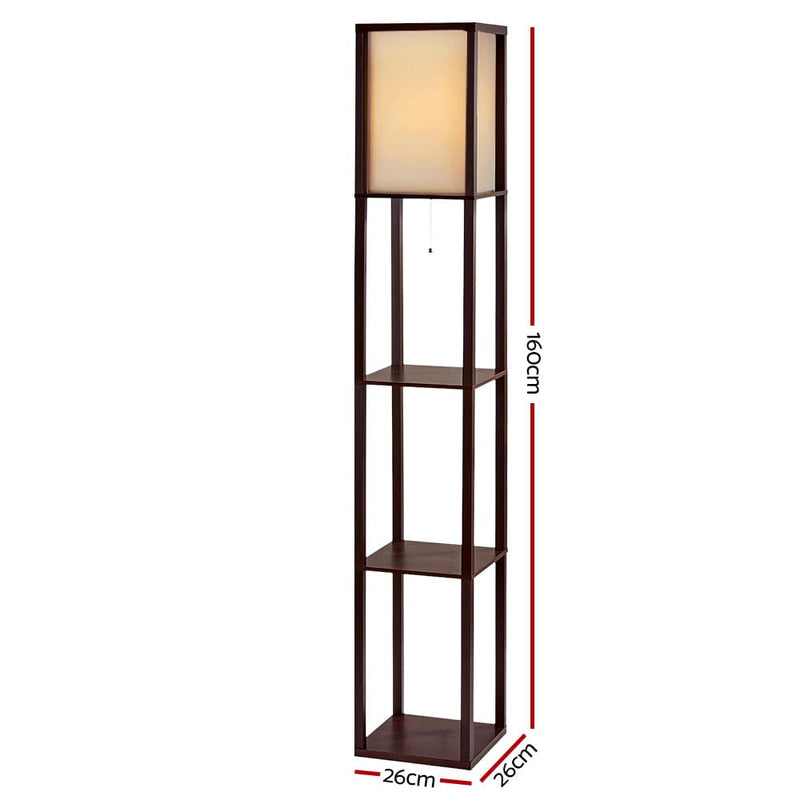 Artiss Floor Lamp Vintage Reding Light Stand Wood Shelf 
