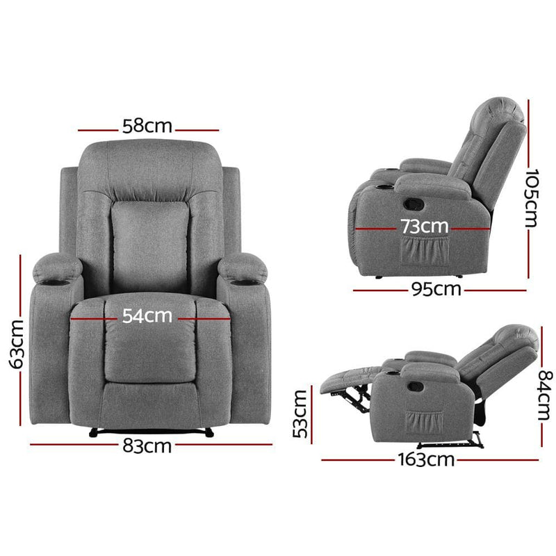 Artiss Recliner Chair Electric Massage Chair Fabric Lounge 
