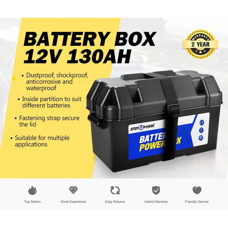Atem Power Battery Box 12V AGM Deep Cycle For Boat Camping 
