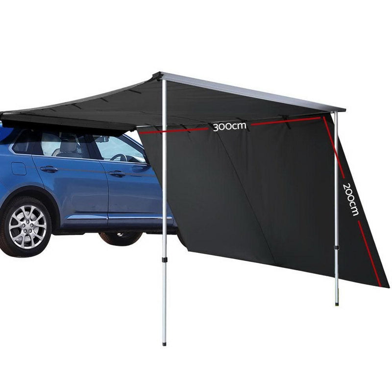 Car Shade Awning Extension 3 x 2M - Charcoal Black - Outdoor