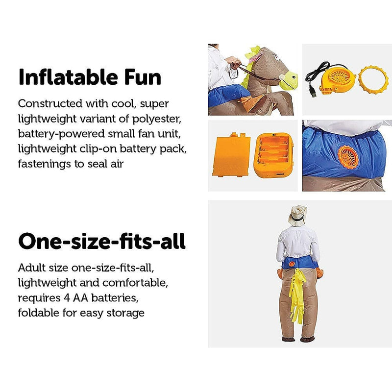COWBOY Fancy Dress Inflatable Suit -Fan Operated Costume - 