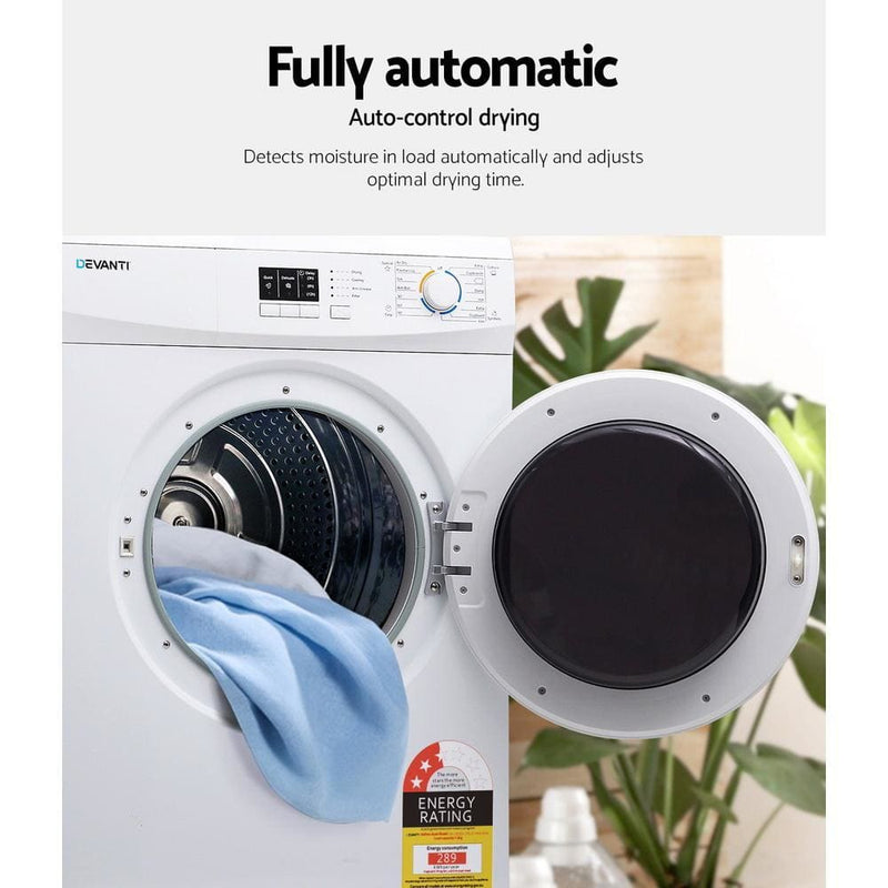 Devanti 7kg Vented Tumble Dryer - White - Appliances > Washers & 