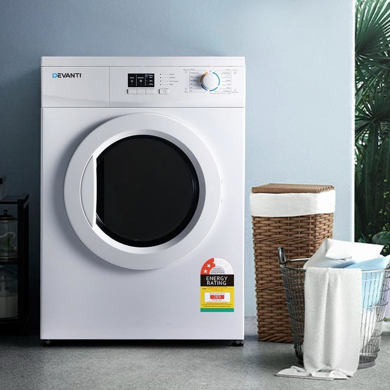 Devanti 7kg Vented Tumble Dryer - White - Appliances > Washers & 