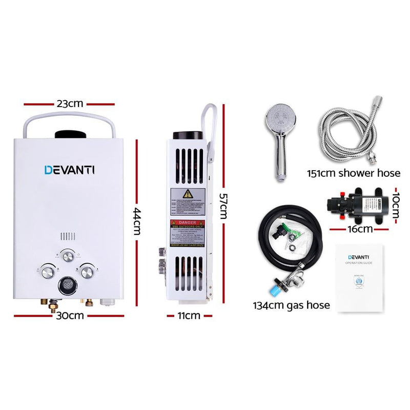 DEVANTi Outdoor Portable Gas Hot Water Heater Shower Camping