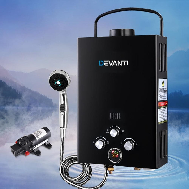 Devanti Outdoor Portable LPG Gas Hot Water Heater Shower 