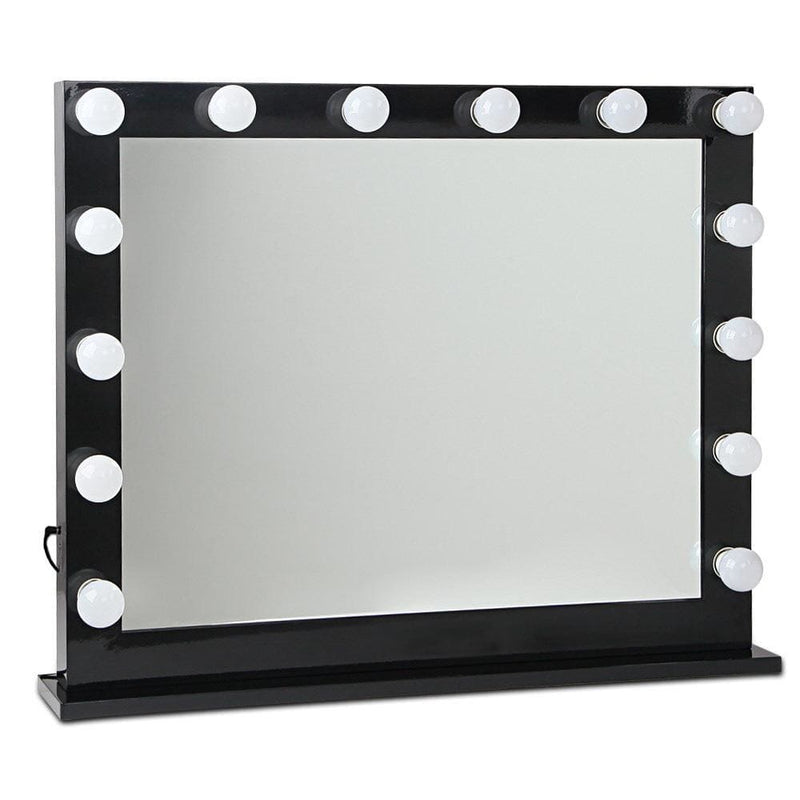 Embellir Make Up Mirror with LED Lights - Black - Health & 