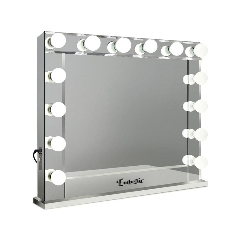 Embellir Make Up Mirror with LED Lights - Silver - Health & 
