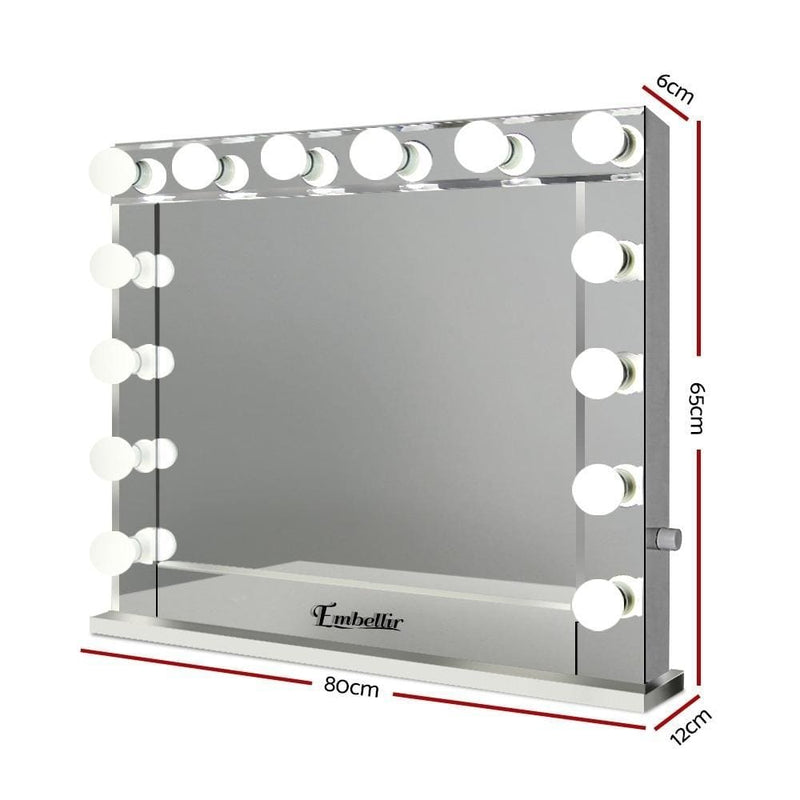 Embellir Make Up Mirror with LED Lights - Silver - Health & 
