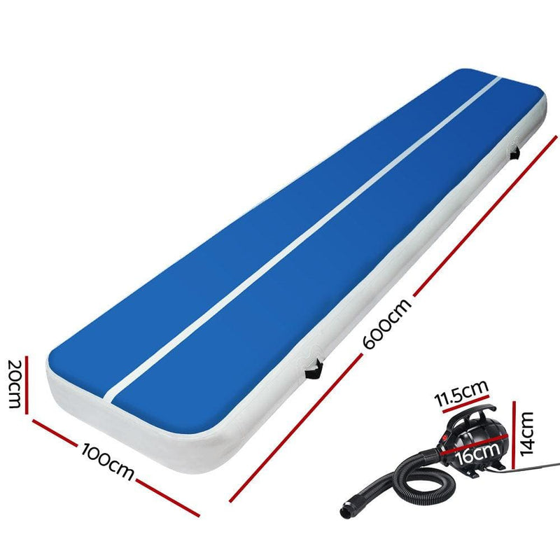Everfit 6X1M Inflatable Air Track Mat 20CM Thick with Pump 